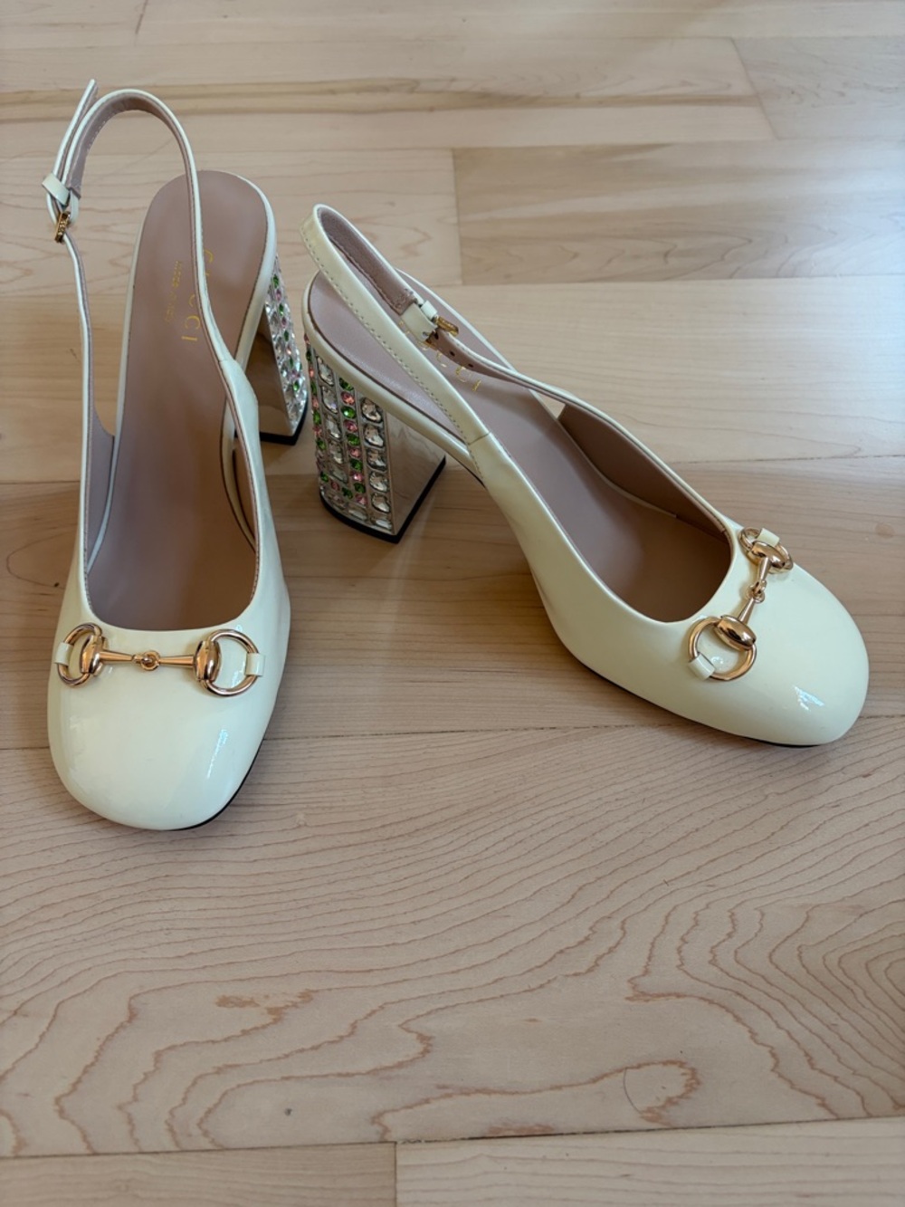 Gucci Crystal Heel Slingback Pumps
